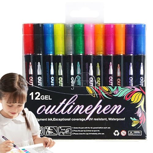 Doppelzeilige Konturenmarker, Permanentmarker, zweizeilige Malstifte, langlebige Weihnachtsdekoration, hochpigmentierte Malstifte für Bastelarbeiten von Genérico