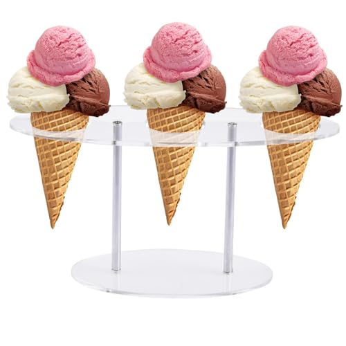 Eiscremehalter aus Acryl: transparenter Acrylständer mit 3 Löchern und 3 Löchern | Vielseitiger Kegelschirm für , Sushi-Rollen, Popcorn, Süßigkeiten und Pommes | perfekt für Rece Eiscremehalter aus Acryl: transparenter Acrylständer mit 3 Löchern und 3 Löchern | Vielseitiger Kegelschirm für , Sushi-Rollen, Popcorn, Süßigkeiten und Pommes | perfekt für Rece von Genérico