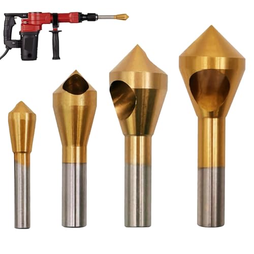 Entgratungswerkzeug-Set für Senker | 4 x Entgratungsbohrer für Holzkegelsenker mit Fase, Entgratungswerkzeug von Genérico