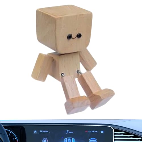 Fahrzeug mit loser Holzfigur, Tischdekoration, kreative Dekoration für Autos, Magnetfuß, robust, vielseitig, Innenzubehör mit 12 austauschbaren Gesichtsausdrücken von Genérico
