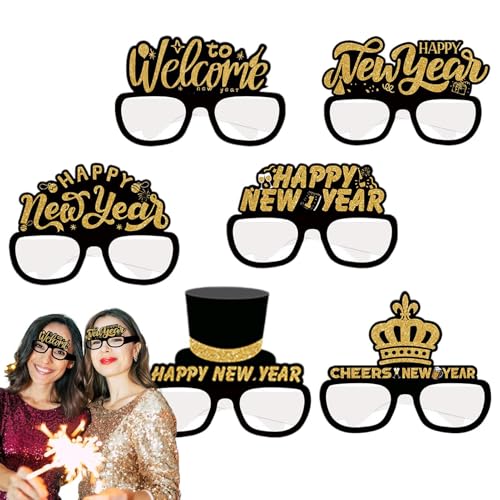 Frohes neues Jahr 2025 Brille, Frohes neues Jahr, lustige Brille aus Papier, 6 x dekorative Brille, Zubehör für Fotos zu Frohes Neujahr, Neujahrsdekoration Frohes neues Jahr 2025 Brille, Frohes neues Jahr, lustige Brille aus Papier, 6 x dekorative Brille, Zubehör für Fotos zu Frohes Neujahr, Neujahrsdekoration von Genérico