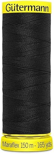 GUTERMANN Maraflex Elastisches Nähgarn mit Elastan, elastisches Garn für Jersey, Strickwaren, Unterwäsche und Sportswear, Hohe Festigkeit, Maschinengeeignet, 150 m (000 Schwarz) von Generico