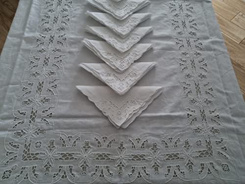 Generico 12-teiliges Leinentischdecken-Set, Weiß, Rechteckig, 1.75 x 2.65 Meter, Mit Stickerei, Glattwebe (Plain Weave), 100% Leinen, Maschinenwäsche kalt, Esstisch Generico 12-teiliges Leinentischdecken-Set, Weiß, Rechteckig, 1.75 x 2.65 Meter, Mit Stickerei, Glattwebe (Plain Weave), 100% Leinen, Maschinenwäsche kalt, Esstisch von Generico