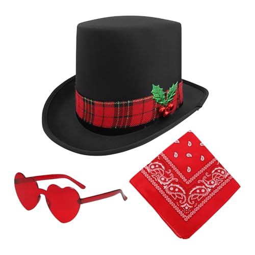 Genérico Acces Cowgirl-Hut, Weihnachtshut, Partyhüte mit Westernhut, 3 x Herzbrille mit breiter Krempe, verstellbar, Vintage-Bandana, Acces Genérico Acces Cowgirl-Hut, Weihnachtshut, Partyhüte mit Westernhut, 3 x Herzbrille mit breiter Krempe, verstellbar, Vintage-Bandana, Acces von Genérico