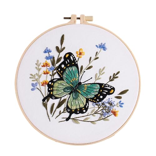 Genérico Butterfly Embroidery Kit, Rundstich-Set, buntes Anfänger-Bastelset, buntes Hand-Stickset, Nähzubehör für Geburtstage, Weihnachten, New Year, Thanksgiving Genérico Butterfly Embroidery Kit, Rundstich-Set, buntes Anfänger-Bastelset, buntes Hand-Stickset, Nähzubehör für Geburtstage, Weihnachten, New Year, Thanksgiving von Genérico