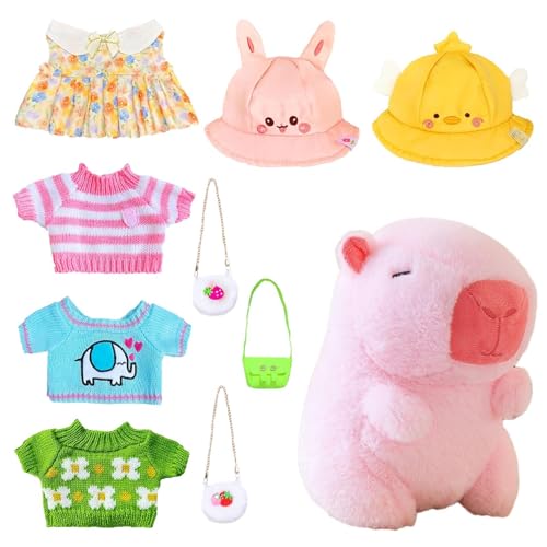 Genérico Capybara Füllung, Capybara Capybara Spielzeugkleid, 22,9 cm | Luxus-Puppen-Spielzeug für Kinder mit Kleidung und Zubehör, Plüsch-Hausdekoration für das Wohnzimmer von Genérico