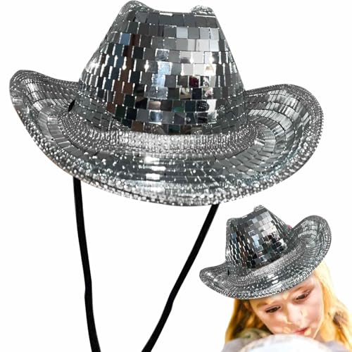 Genérico Glitzerhut – Spiegelkrone mit Discokugel, Pailletten, Glittermütze, Abschiedshut, Discokugelhut, von Genérico