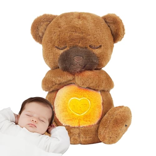 Genérico Große Bärenpuppe - Entspannungsspielzeug, Bär-Beleuchtung, tragbare und beruhigende Geräusche, Entspannungshilfe aus weichem Stoff für Kleinkinder, Schlafpartner von Genérico
