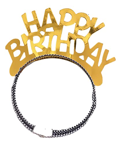 Generico Haarreif "Happy Birthday", 6 Stück, Farbe Gelbgold, Haarreif zum Geburtstag, Dekoration für Geburtstagspartys, Unisex von Generico