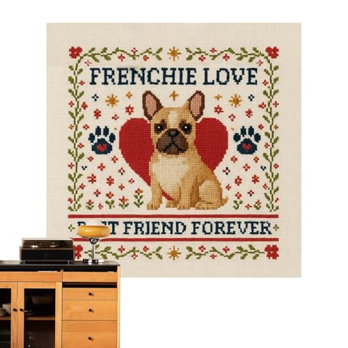 Genérico Handstickset, Motiv: Hund, 25 x 25 cm, einfach und liebenswert, handgefertigtes Kunst-Set für Erwachsene, Jugendliche, Schulprojekte, Lehrer, Achtsamkeitspraxis von Genérico