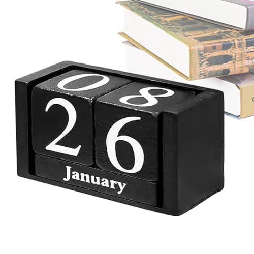 Genérico Holz-Kalenderblöcke | Hochzeitskalender, tragbare Holzstücke für den ewigen Kalender, Dekoration für Kamine, Couchtische, Fensterbänke, Bücherregale von Genérico