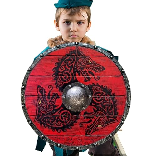 Genérico Medieval Old Shield, Old Shield Cosplay, Wooden Wolf Soldier Kampfliter, handgefertigt, Schlacht, handgefertigt, mittelalterliches Kostümzubehör für junge Männer, Cosplay von Genérico