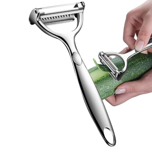 Genérico Multifunktionaler Peeler aus Edelstahl – Schneiden von Gemüse und Obst | Doppelter Kartoffelschneider mit doppeltem Licht, praktischer Schäler für Familienküche, Karotten, Gurken und von Genérico