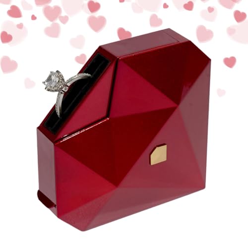 Genérico Ringbox in Herzform, Präsentationsbox für Schmuck, Schmuckschatullen und Organisatoren, rote Schachtel, Innenbox aus Samt und zur Verlobung von Genérico