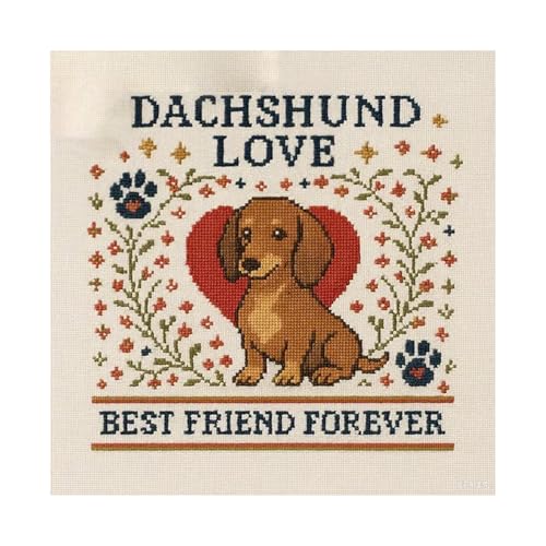 Genérico Stickset mit Hundemuster, 24,9 x 24,9 cm, Stickerei-Set, Bastelset für Jugendliche, Erwachsene, Lehrer, Schulprojekte, Heimdekoration von Genérico