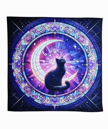 Genérico Tarotkartenmatte, weiche Stofftischdecke, spirituelle Astrologie, 1 Stück, 49 cm x 49 cm, für Wahrsager-Karten (Violett) von Genérico