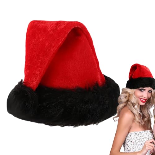 Genérico Weihnachtsmannmützen für Erwachsene, Weihnachtsmannmützen für Erwachsene, modische warme Mütze, Weihnachtsmütze, Parssa Eventsso-Kostüme, dekorative Unisex-Mütze mit schwarzen Manschetten von Genérico