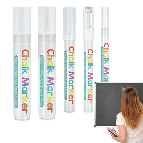 Genérico Weiße Kreidemarker, Flüssigkreide-Marker, 5 Zeichenstifte, Tinte auf Wasserbasis, abwischbarer Whiteboard-Marker für Tafeln, Schilder, Tafel, Glas Genérico Weiße Kreidemarker, Flüssigkreide-Marker, 5 Zeichenstifte, Tinte auf Wasserbasis, abwischbarer Whiteboard-Marker für Tafeln, Schilder, Tafel, Glas von Genérico