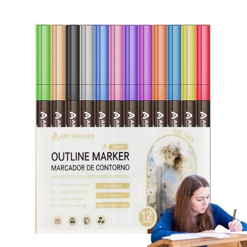 Glitzer-Stifte, Konturenmarker, 8 Farben/12 Farben/24 Farben, Konturenmarker, Glitzer-Marker, Glitzer-Stifte für Wachsmalstifte Glitzer-Stifte, Konturenmarker, 8 Farben/12 Farben/24 Farben, Konturenmarker, Glitzer-Marker, Glitzer-Stifte für Wachsmalstifte von Genérico