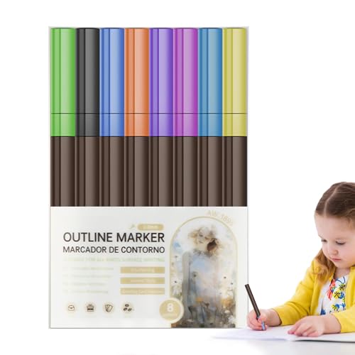 Glitzerkonturmarker, glitzernde Marker, Set mit leuchtenden Markern, bunte Stifte mit doppelten Linien, Doodle Zeichenstifte für Feli-Karten Glitzerkonturmarker, glitzernde Marker, Set mit leuchtenden Markern, bunte Stifte mit doppelten Linien, Doodle Zeichenstifte für Feli-Karten von Genérico