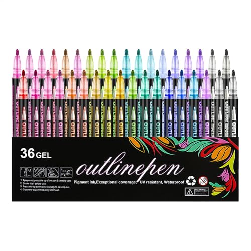 Glitzerkonturmarker, leuchtende Marker, bunte Konturenmarker, Glitzer-Zeichenstifte für Grußkarten, Alben von Genérico