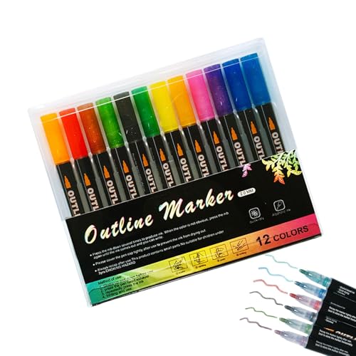 Glitzerstifte, glänzende Konturmarker, wasserfest, bunte Konturenstifte, Glitzer-Marker-Set, Kunstbedarf für Poster, Zeichnen, Glitzerstifte, glänzende Konturmarker, wasserfest, bunte Konturenstifte, Glitzer-Marker-Set, Kunstbedarf für Poster, Zeichnen, von Genérico
