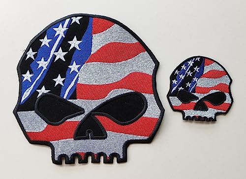 Großes und kleines Flickenset, Motiv: Skull, Harley Davidson, amerikanische Flagge, USA von Generico