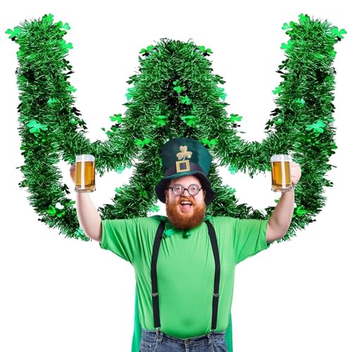 Grüne Kleeblatt-Girlande, 6,56 m, Girlanden zum St. Patrick's Day, dekorative Girlande für St. Patrick's Day, irisches Kleeblatt-Girlande, glänzend von Genérico