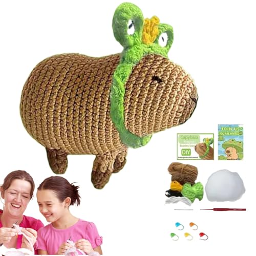 Häkelgarn-Set – Capybara-Spielzeug aus gewebter Wolle – Capybara-Häkeltier-Set für Anfänger – Capybara Strickzubehör Häkelgarn-Set – Capybara-Spielzeug aus gewebter Wolle – Capybara-Häkeltier-Set für Anfänger – Capybara Strickzubehör von Genérico