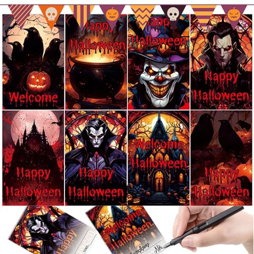 Hallowe Vintage-Grußkarten, Halloween-Grusskarten, Halloween-Grusskarten, Briefpapier mit Halloween-Vampir-Motiv, 8 Stück von Genérico