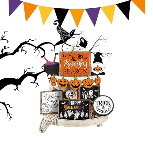 Halloween-Dekoration, rustikaler Stil, Holzschilder mit Kürbissen und Geistern für Tisch, makabre Dekoration für Schlafzimmer, Wohnzimmer, , Halloween-Tische Halloween-Dekoration, rustikaler Stil, Holzschilder mit Kürbissen und Geistern für Tisch, makabre Dekoration für Schlafzimmer, Wohnzimmer, , Halloween-Tische von Genérico