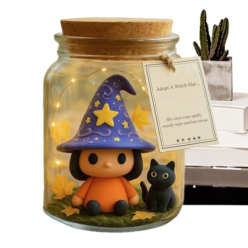 Halloween-Figur im Glas, schöne Hexe mit Katze im Glas, Dekoration für Party, Mitteltisch, für Tisch, Wohnzimmer, Bad, Küche, Schlafzimmer, Eingang, Fotos aus Harz von Genérico