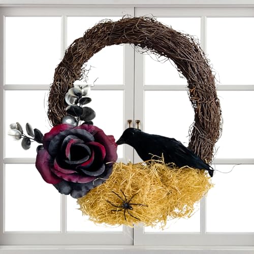 Halloween-Girlande, Halloween-Girlande mit künstlichen für Türen, Heimdekoration mit Rabenblumen und getrockneten Blumensträußen für Kamine, Fenster und Flure von Genérico
