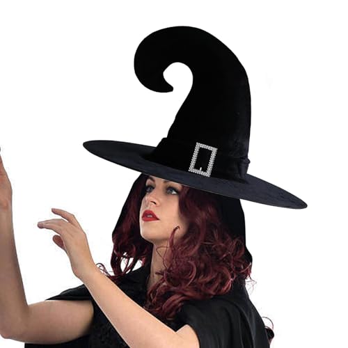 Halloween-Hexenhut – spitzer Halloween-Kostümhut | schwarzer Hexenhut mit silberner Schnalle | Faltbarer Halloween-Hut aus Samt für Hal Halloween-Hexenhut – spitzer Halloween-Kostümhut | schwarzer Hexenhut mit silberner Schnalle | Faltbarer Halloween-Hut aus Samt für Hal von Genérico