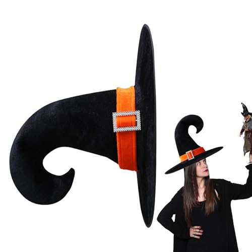 Halloween-Hexenhut – spitzer Halloween-Kostümhut | schwarzer Hexenhut mit silberner Schnalle | Faltbarer Halloween-Hut aus Samt für Hal Halloween-Hexenhut – spitzer Halloween-Kostümhut | schwarzer Hexenhut mit silberner Schnalle | Faltbarer Halloween-Hut aus Samt für Hal von Genérico