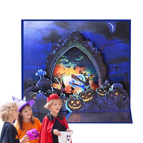 Halloween-Karte, 3D-Holiday Greeting Karte, Scary Folded | Spooky Design mit Ghost Pumpkin Theme, dekorativ für Kinder und Erwachsene, Party, Favor Klassen, Geschenk, Surprise Event von Genérico