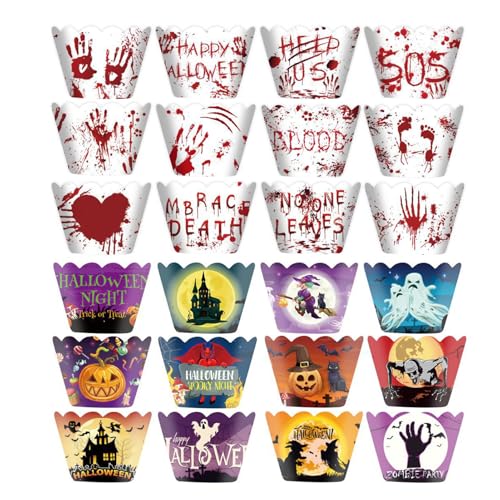 Halloween-Muffinaufsätze, Halloween-Hochzeits-Cupcake-Auflagen | 12 Muffin-Papiereinlagen mit Thema | Partyzubehör von Genérico