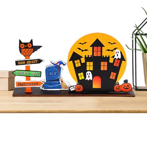 Halloween-Schreibtisch-Dekorationen: Gruselige Vintage-Schilder aus Holz, rustikale Dekoration im Bauernhaus-Stil, handbemalte Geisterkürbis-Designs, Halloween-Schreibtisch-Dekorationen: Gruselige Vintage-Schilder aus Holz, rustikale Dekoration im Bauernhaus-Stil, handbemalte Geisterkürbis-Designs, von Genérico