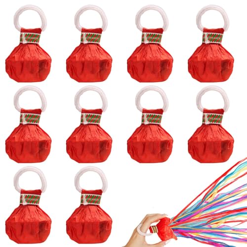 Handluftschlangen Poppers | 10 bunte Papierkekse ohne Schmutz - Luftschlangen zum Geburtstag Ostern Geburtstag Verlobung Schulparty von Genérico