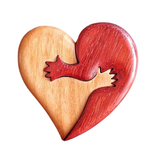 Heart Wooden Art Puzzle, Dekoration mit Herzen, aus Holz, Tokenskulpturen, für den Schreibtisch, kleine Umarmungssteine von Hand, speziell von M von Genérico