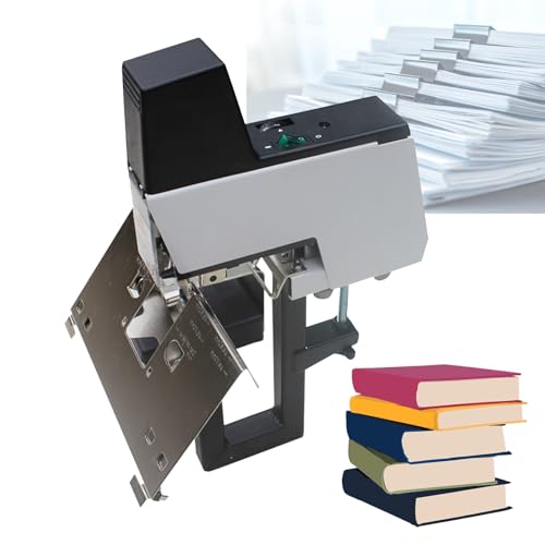 Hochfester elektrischer Tacker mit Pedal und Heftklammern, Staffelei-Bindungsheftgerät mit Druckknopf 1 bis 9 Stufen, Kapazität 2 bis 40 Blatt, Stecktiefe 100 mm, von Genérico