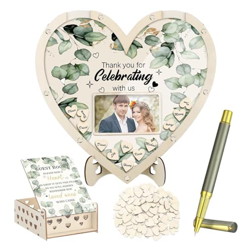 Hochzeitsgästebuch – 480 g Scrapbook für Hochzeiten | romantisches Schreibtischschild aus Herz | Erinnerungsbuch aus Holz für Gäste, Mittelstück des Schreibtischs, Hochzeitsgästebuch – 480 g Scrapbook für Hochzeiten | romantisches Schreibtischschild aus Herz | Erinnerungsbuch aus Holz für Gäste, Mittelstück des Schreibtischs, von Genérico