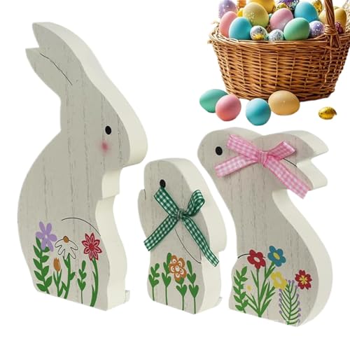 Holzschilder für Osterhasen, Hasenholzschilder, Frühlings-Hasendekoration, Osterdekoration, zentrale Tischschilder für den Bauernhof von Genérico