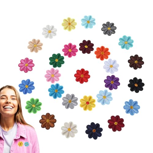 Iron on Patches für Kleidung, Hutpatches - Gänseblümchen-Patch, 28 Stück, Stoffpatches für Kleidung, besticktes Eisen auf Patches, mehrfarbig von Genérico