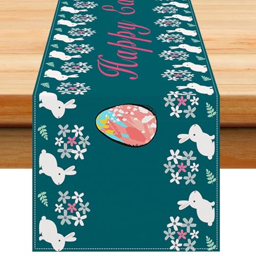 Kaninchen-Tisch, Osterhasen-Tischdecke, Blumen-Hasen-Tischdecke für Zuhause, 183 x 33 cm, Dekoration für Ostern, Hochzeit, Geburtstag, Erntedankfest, Esstisch Kaninchen-Tisch, Osterhasen-Tischdecke, Blumen-Hasen-Tischdecke für Zuhause, 183 x 33 cm, Dekoration für Ostern, Hochzeit, Geburtstag, Erntedankfest, Esstisch von Genérico