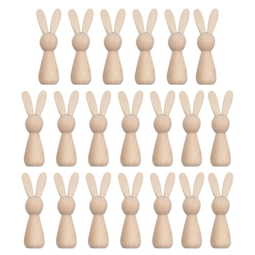 Kaninchenausschnitte aus Holz für Handwerk, 20 Stück Kaninchenextrakte aus Holz, Kaninchenextrakte aus Holz für Handwerk, Ostertischdekoration, Holzhandwerk von Genérico