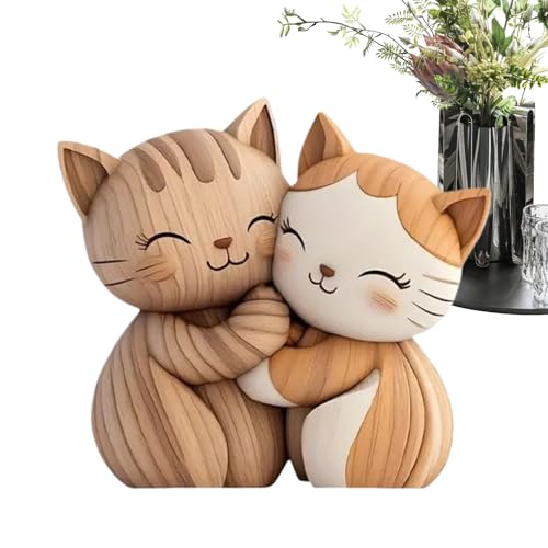 Katzenschild - Zweidimensionale Holzfigur, romantische Dekoration für Katzenpaare, minimalistisches Design für Zuhause, Schreibtisch, Schlafzimmer, Wohnzimmer, Eingang, Geburtstagsgeschenk von Genérico
