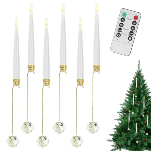 Kerzenlichter für Weihnachtsbaum, LED-Kerzen mit Fernbedienung, Set mit 6 Dekorationen, mit Perlenhaken, für Außenbereich, Küche, Zuhause, Veranstaltungen für Männer und Frauen von Genérico