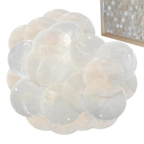 Kleine Schale mit Loch, runde Muschelschalen mit Löchern | 5,1 cm Muscheleinschnitt mit Löchern - flache Muschelperlen für Schmuck/Halskette/Ohrring/Kunsthandwerk, 100 Stück Kleine Schale mit Loch, runde Muschelschalen mit Löchern | 5,1 cm Muscheleinschnitt mit Löchern - flache Muschelperlen für Schmuck/Halskette/Ohrring/Kunsthandwerk, 100 Stück von Genérico
