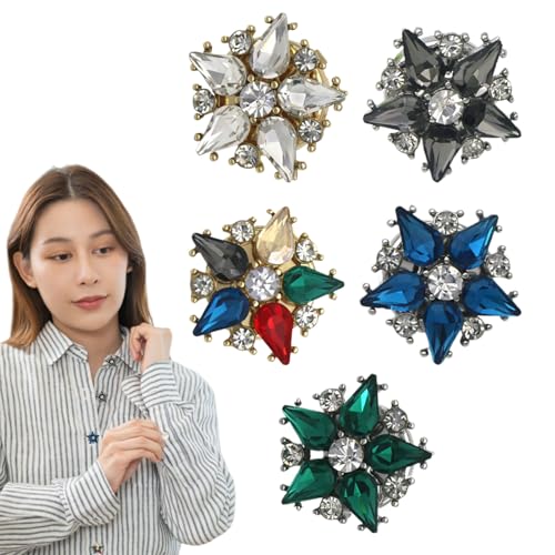 Knopfabdeckungen für Hemden | Set mit 5 Strassknöpfen aus Teufelsdiamanten | Knopfabdeckung für Kleidung mit Stern, einfache U-elegante Abdeckung für Frauen Knopfabdeckungen für Hemden | Set mit 5 Strassknöpfen aus Teufelsdiamanten | Knopfabdeckung für Kleidung mit Stern, einfache U-elegante Abdeckung für Frauen von Genérico